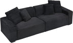 Ball & Cast 104" Modular Sectional Sofa,Cloud Sectional Couch with 4 Pillows,Loveseat Couches W/Deep Seat and Armrest,4 Seater Sectional Sofa for Living Room,Apartment,Corduroy Fabric,Black