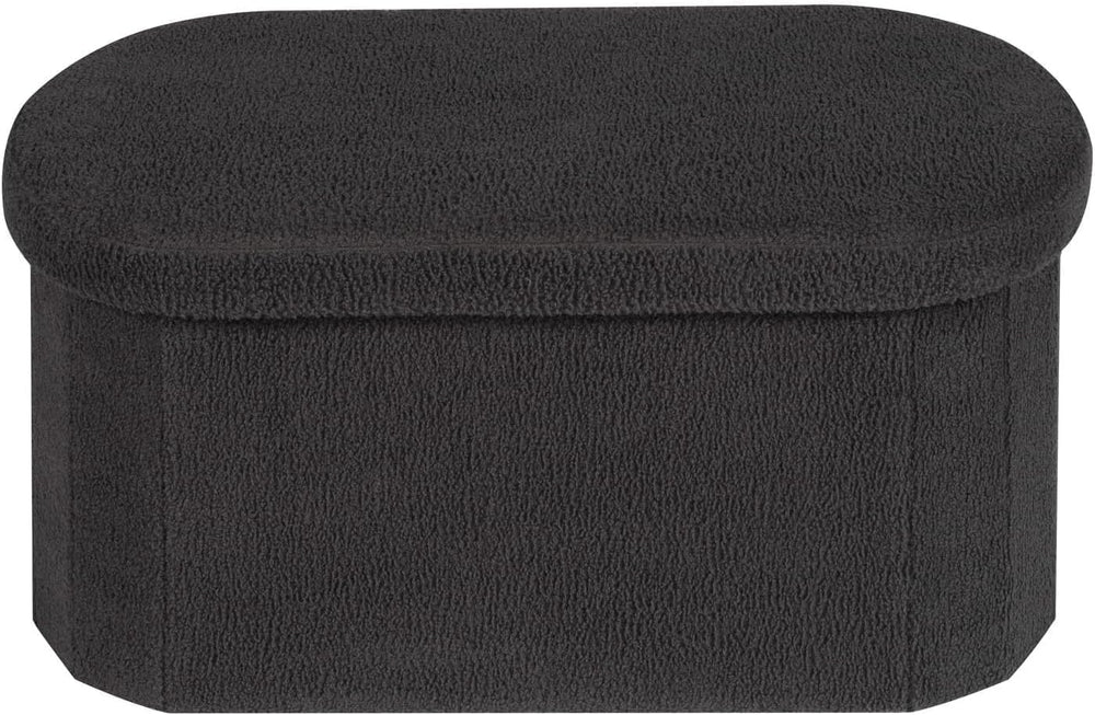 PINPLUS Storage Ottoman Bench Tufted Oval Ottomans Bench Foot Rest, Boulce Be...
