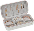 Jewelry Box Small Jewelry Boxes, PU Leather Portable Travel Jewelry Case, Large Capacity for Rings Earrings Necklaces Bracelets Watch, White C