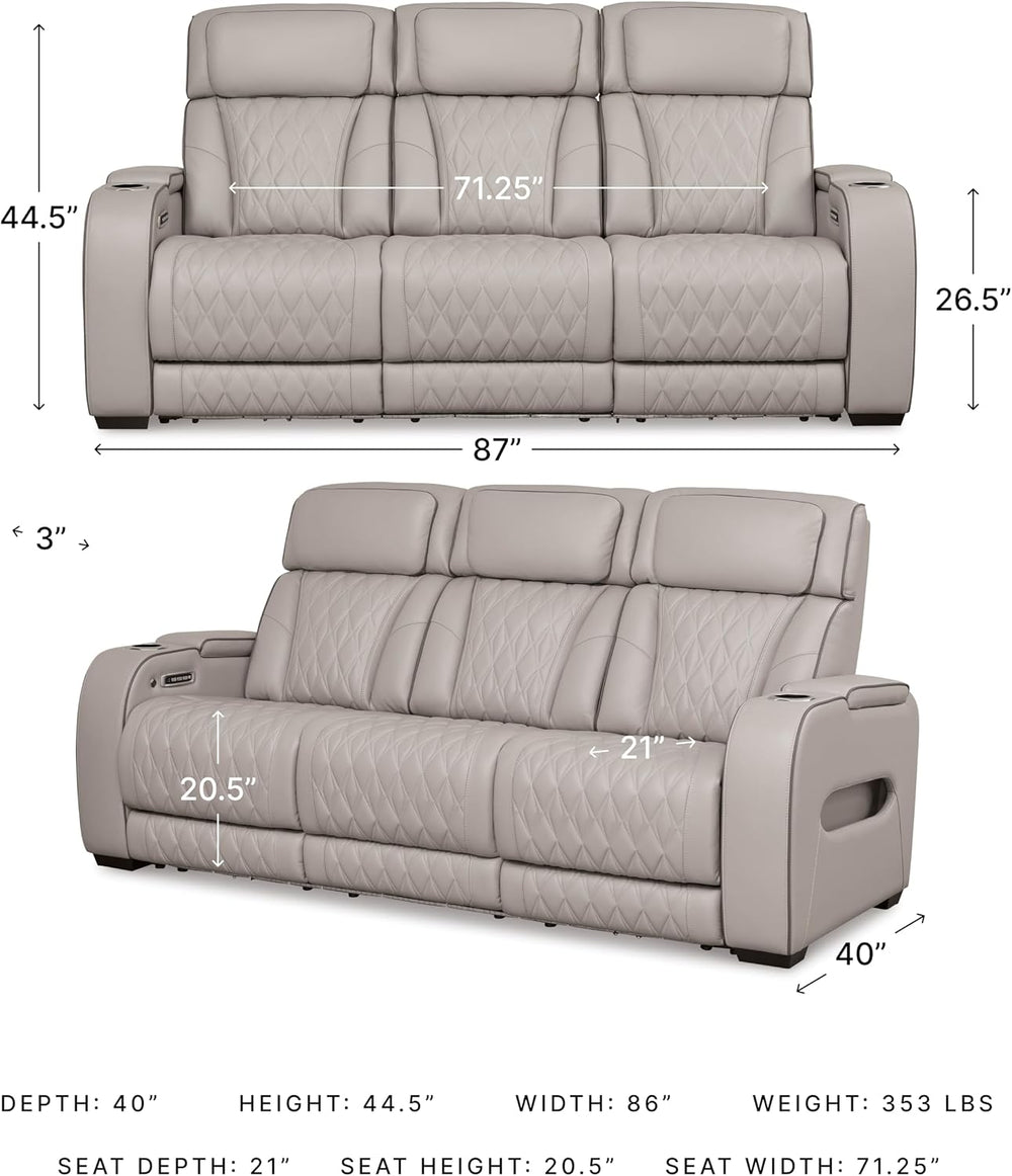 Signature Design by Ashley 3-Seat Power Reclining Sofa, Heat, Massage, Gray |...