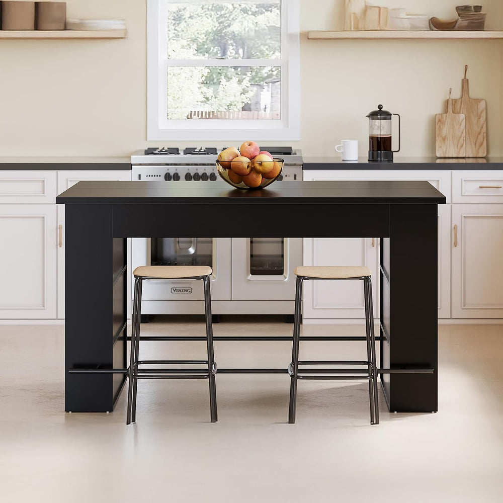LITTLE TREE 63" Kitchen Island with Storage, Large Prep & Dining Tab...