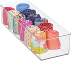 mDesign Plastic Drawer Organizer Box, Long Storage Organizer Bin Container; for Closets, Bedrooms, Use for Leggings, Socks, Ties, Jewelry, Accessories - Lumiere Collection - Clear