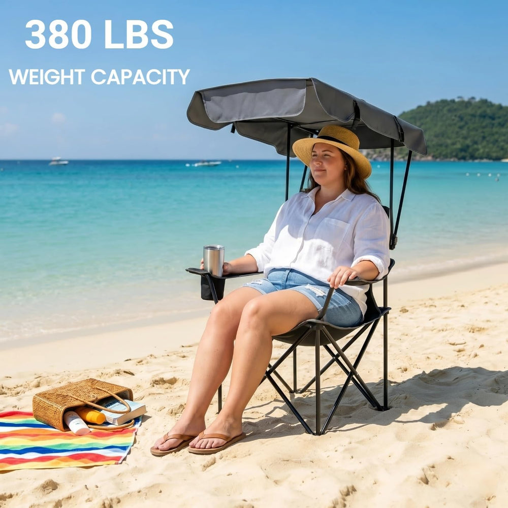 FAIR WIND 2 Pack Portable Canopy Camping Chair 380 LBS Capacity Heavy Duty Ov...