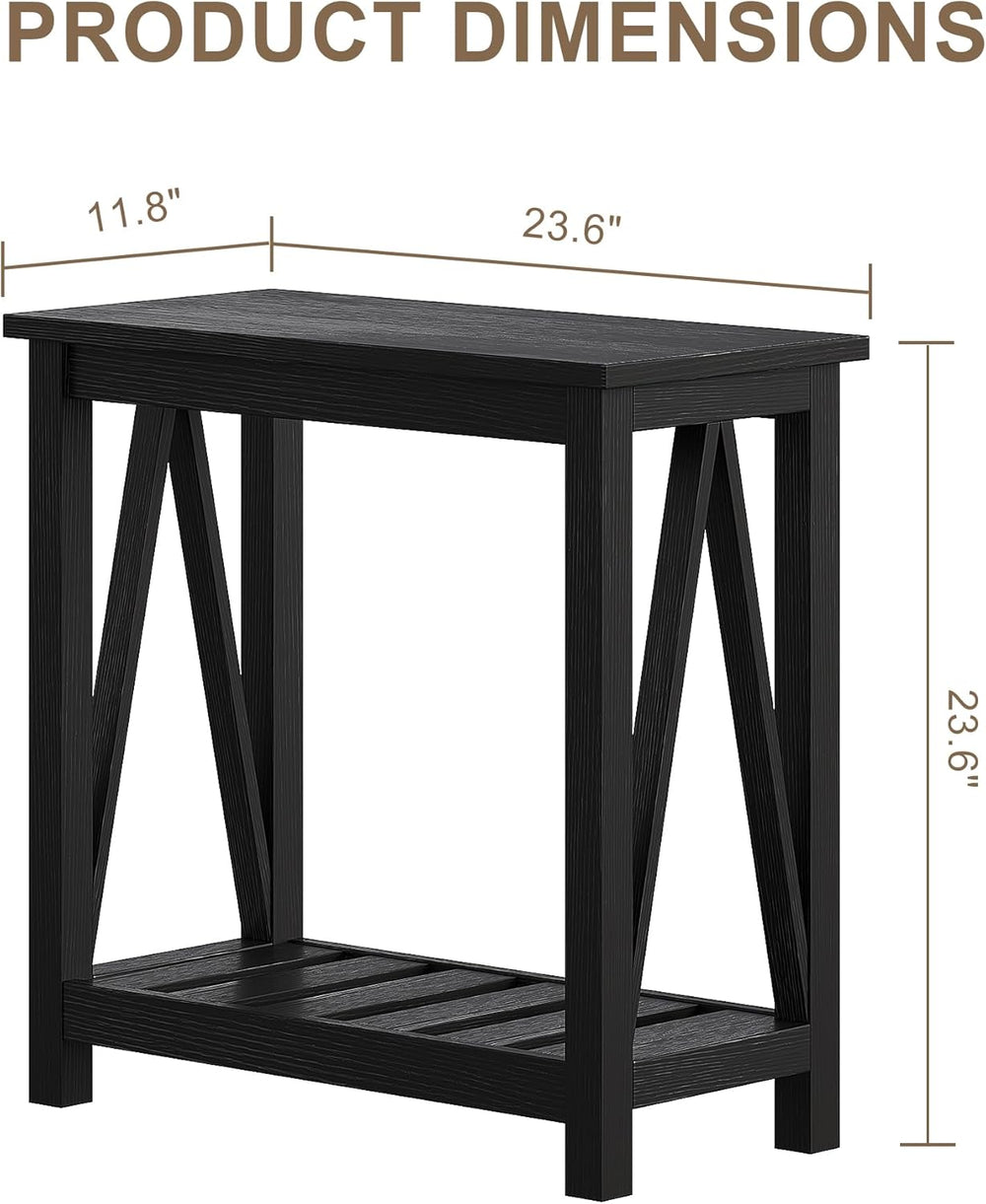 ChooChoo Farmhouse End Table, Narrow Side Table, Slim End Table with Storage ...