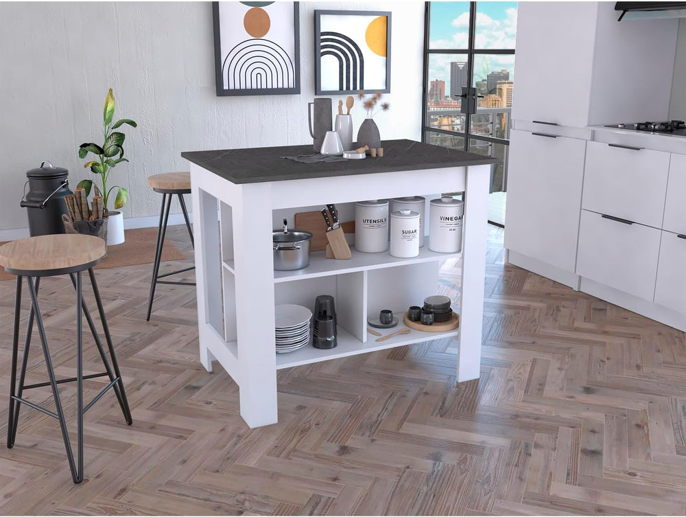 HomeStock Nordic Haven Kitchen Island - Stylish Kitchen Island with Spacious ...