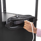 Stand Steady AV Cart with Locking Cabinet, Adjustable Height, UL Certified, Steel Frame, Black