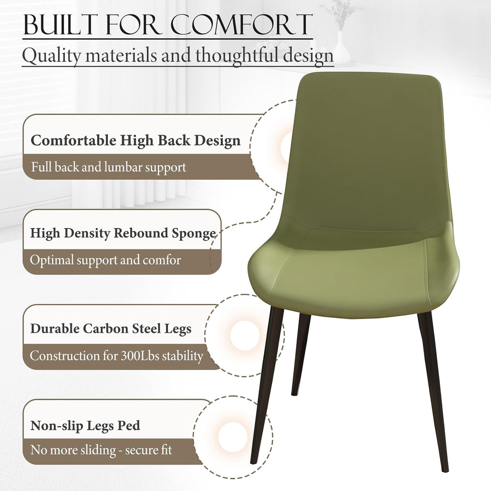 Modern Dining Chairs Set of 4, PU Leather Upholstered Dinner Chairs with Stur...