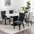 Modern Dining Chairs Set of 8, Tufted Upholstered Dining Chair with Solid Wood Legs, Velvet and Leather Dining Chairs, Sillas de Comedor, Comfy Kitchen Chair (Black+Gray, 8Pcs)