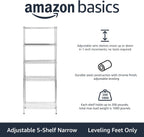 Amazon Basics 5-Shelf Adjustable, Storage Shelving Unit, (200 Pound Loading Capacity per Shelf), Steel Organizer Wire Rack, 23.2 x 13.4 x 60 inches (LxWxH), Chrome