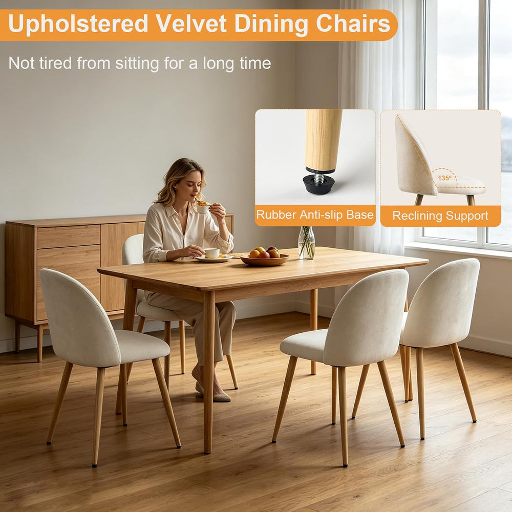 Lightdot Dining Chairs Set of 2, Velvet Kitchen Chairs Side Chairs Mid-Centur...