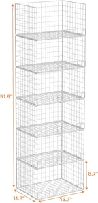 Yociyoga 6-Tier Stackable Closet Organizers and Storage Shelves, Closet Shelf Organizer Basket Bins, Foldable Sweater Storage for Clothes Organizer System, White（Patent No. 30022416）