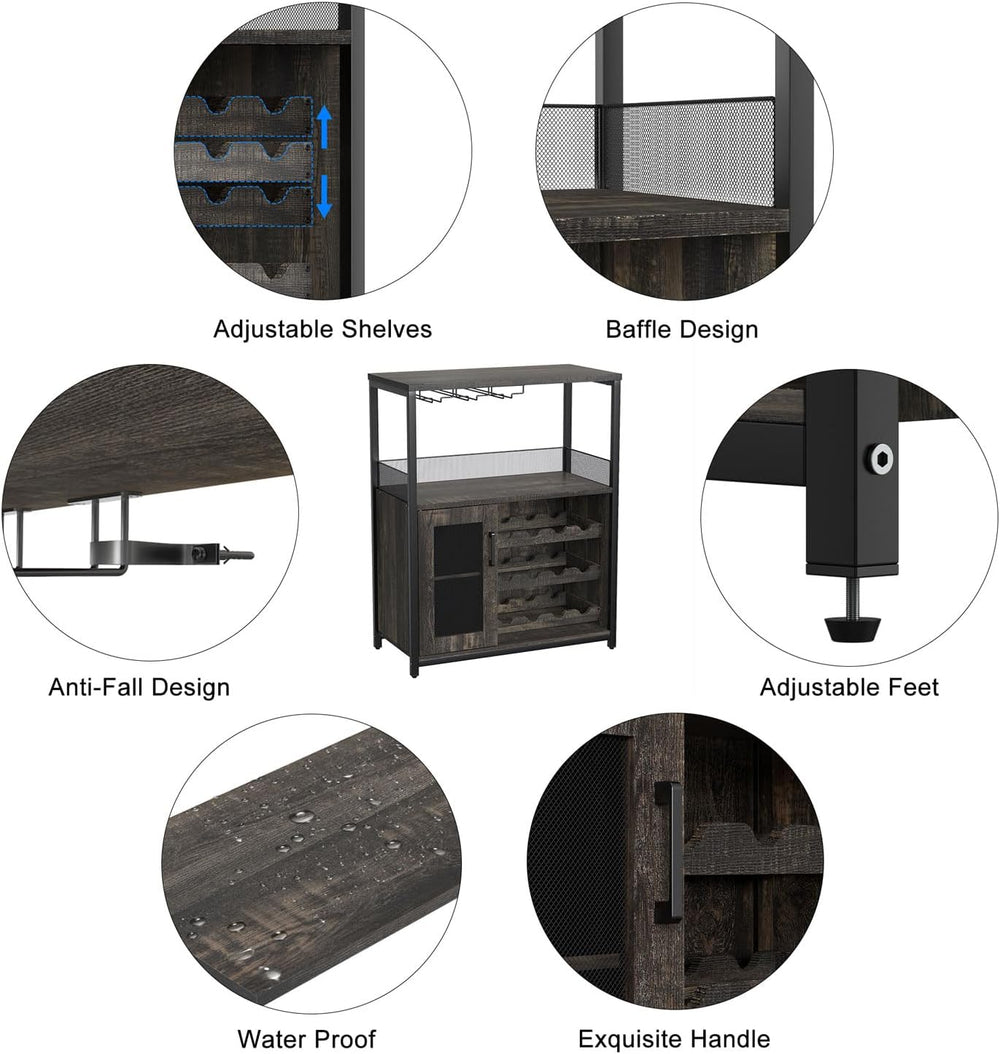 GAOMON Coffee Wine Bar Cabinet with Storage and Detachable Rack
