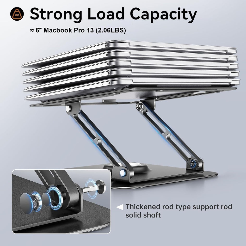 Laptop Stand for Desk, Adjustable Computer Stand with 360° Rotating Base, Ergonomic Laptop Riser for Collaborative Work, Foldable & Portable Laptop Stand, fits for All 10-16" Laptops