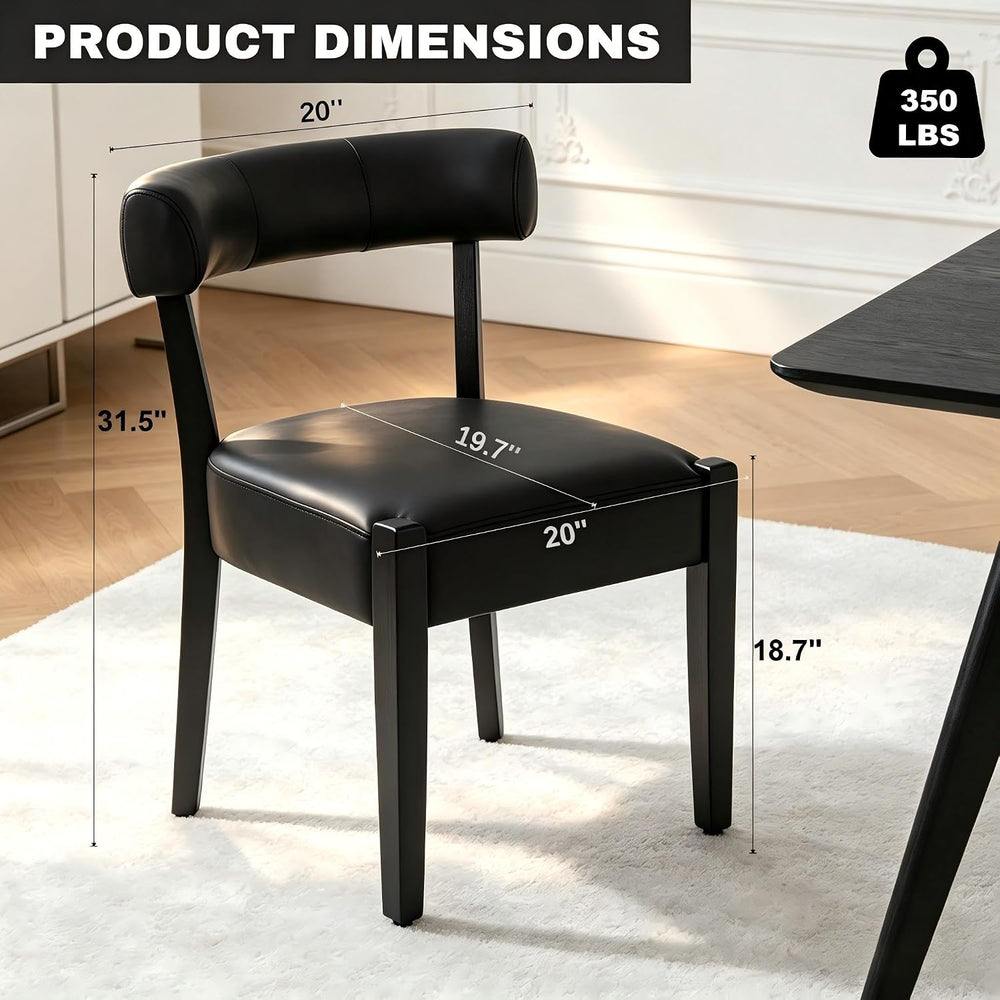 RNKSFX Black Dining Chairs Set of 4, Faux Leather Upholstered Kitchen & D...