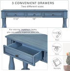 Merax Wood Farmhouse Entry Way Hallway Table with Drawers and Bottom Shelf Narrow Long Sideboard for Living Room (Distressed Black)
