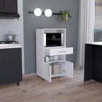 24.4" D*16.5" W*48.03" H Freestanding Kitchen Pantry with Dawer & 2 Open Shelves, Lower Double Door, Rectangular Pine Storage Cabinet, Modern Minimalist, for Living Room, Dining Room, White