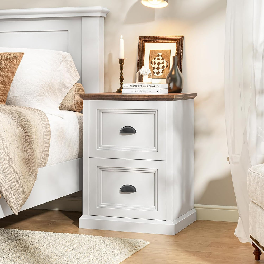 Halitaa Vertical File Cabinet with 2 Drawers for Home Office, White | Farmhou...