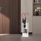 Umbrella Stand for Entryway, Metal Square Umbrella Holder, Freestanding Umbrella Holder Rack with Small Shelf, Indoor Umbrella Storage Stand Rack, for Entryway, Mudrooms, Office(White)