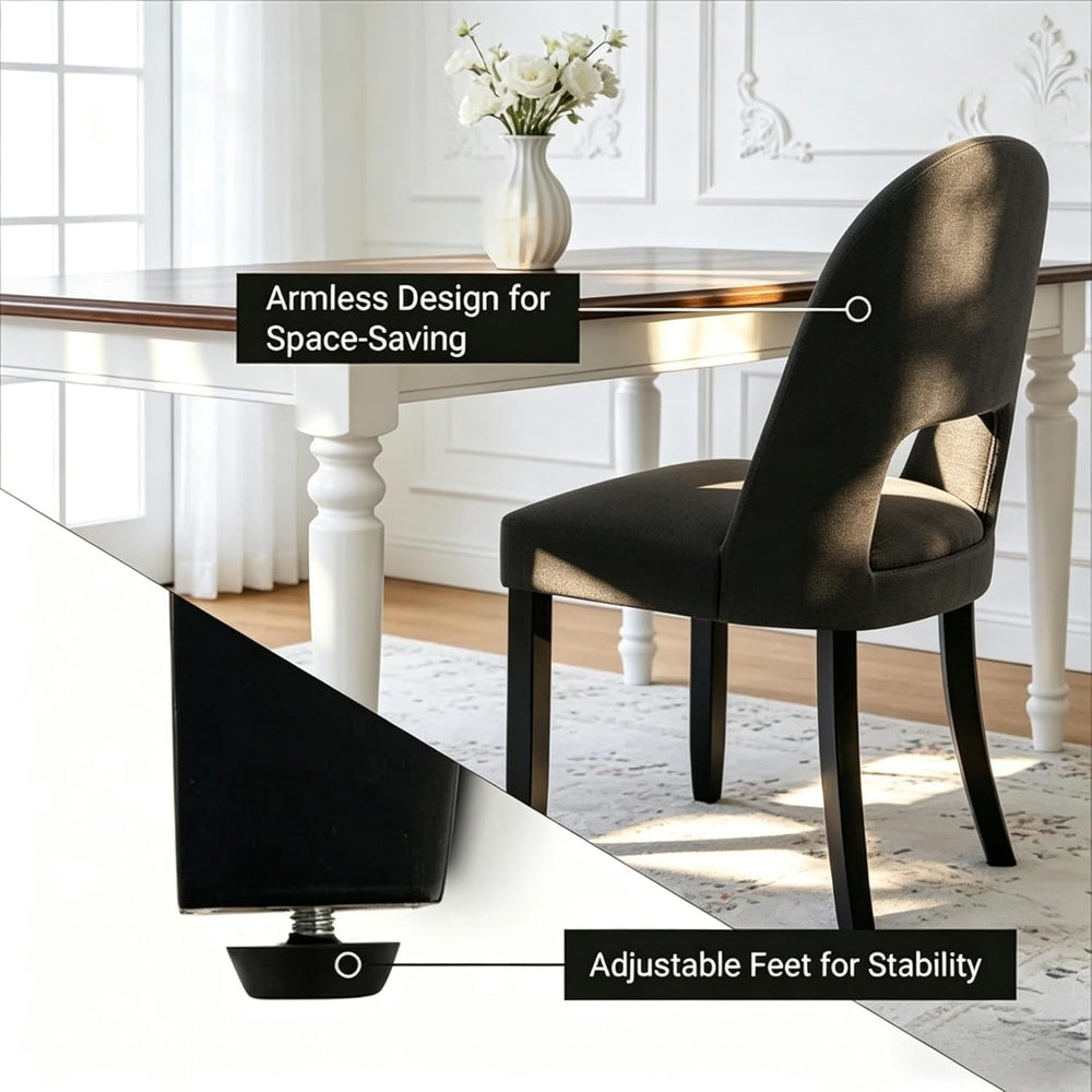 Wooden Dining Chairs Set of 4, Upholstered Kitchen Chairs with Linen Fabric B...