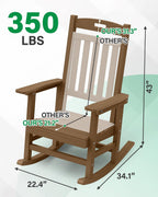 YEFU Outdoor Rocking Chairs Set of 2, HIPS Rocking Chair, Teak | Weather Resistant,Porch Rocker for Adult, Poly Patio Rocker, Like Real Wood, Durable&Sturdy,Easy Assembly, Heavy Duty 350 lbs