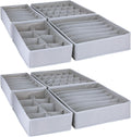 8 Pack Foldable Drawer Organizer - Light Gray Fabric Bins for Clothes, Underwear, Socks & More