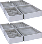 8 Pack Foldable Drawer Organizer - Light Gray Fabric Bins for Clothes, Underwear, Socks & More