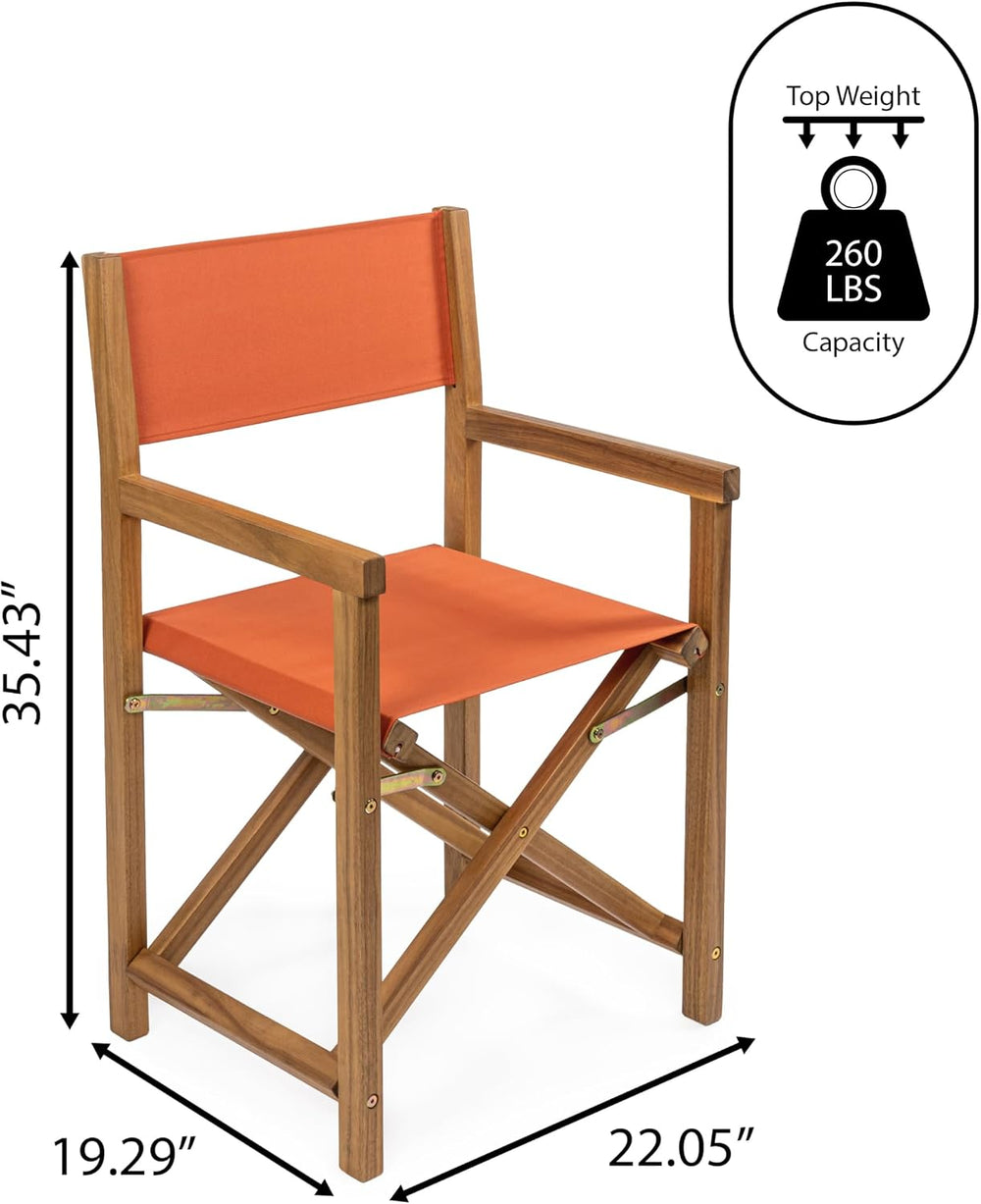 JONATHAN Y Cukor Acacia Wood Folding Director Chair Set of 2, Orange