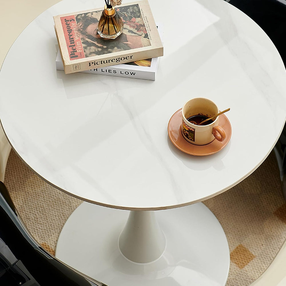 Round Metal Side Table - Modern Slate Coffee Table, Decorative Accent End Tab...