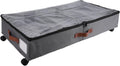 JTLB 2PCS Under Bed Storage Bin with Wheels Oxford Cloth Rolling Underbed Storage Container with Clear PVC Lid for Clothes Shoes Toys (Grey)