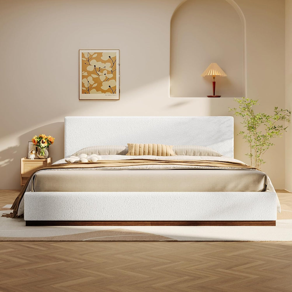 Christopher Knight Home Bettine Modern Boucle Queen Size Bed Frame with Headb...