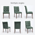 Upholstered Tufted Chenille Dining Side Chairs, Armless Nailhead Trim Chairs with Solid Wood Legs, Modern Farmhouse Chairs for Dining Room, Kitchen & Living Room (Set of 4, Olive Green)