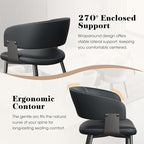 Modern Dining Chairs Set of 2, Faux Leather Upholstered Kitchen Chairs with Curved Back and Metal Legs, Mid Century Chairs for Dining Room, Kitchen, or Café (Black)
