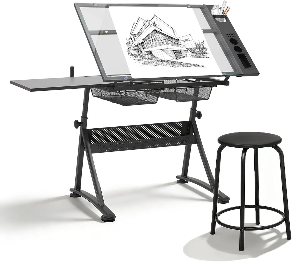 Magshion Drafting Table Adjustable Drawing Table w/Stool