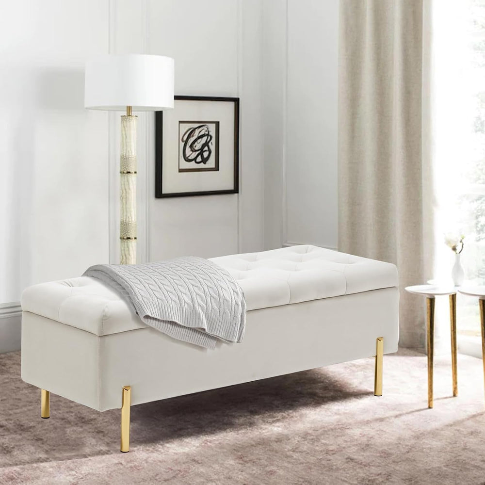 Velvet Storage Bench Ottoman,Versatile Seating with Hidden Storage,End of Bed...
