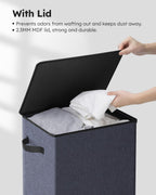 SOLEDI Laundry Hamper with Lid 100L Large & Tall Collapsible Laundry Basket, Clothes Hamper with Bag Removable Easy to Carry, Dirty Hampers for Bedroom, Bathroom, Dorm, College, Navy Blue