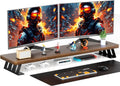 Dual Monitor Stand Riser, 39 Inch Large Wood Monitor Stands for 2 Monitors, Desk Monitor Riser for Computer/Laptop/Printer/TV, Stand Riser up to 220 lbs