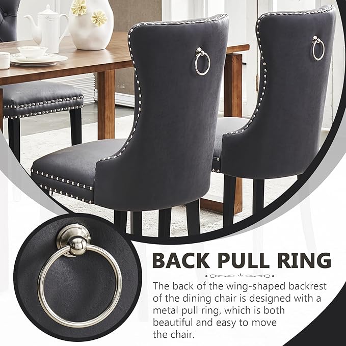 Kiztir Leather Dining Chairs Set of 4, Upholstered Dining Chair with Nailhead...