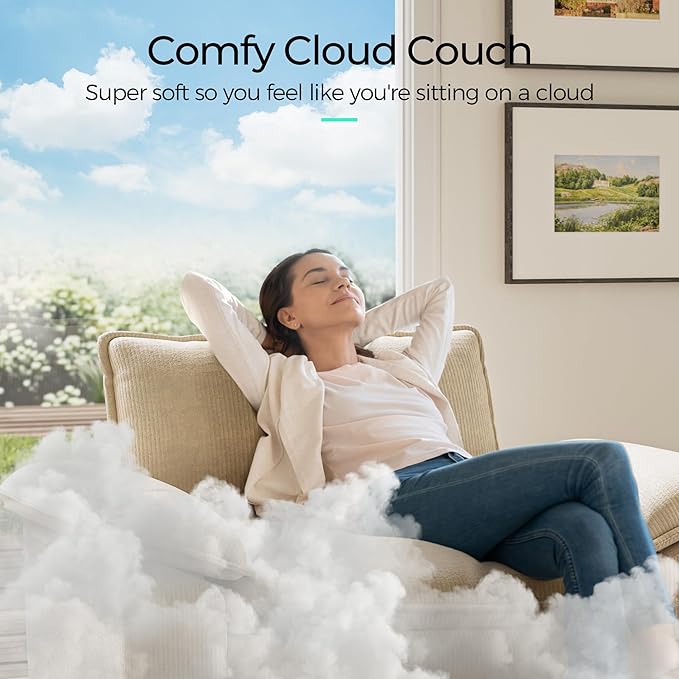 LINSY HOME Cloud Sofa Accent Chair with Ottoman Chaise Lounge Chair Indoor, Corduroy Couch Sofa Chair for Living Room Apartment Bedroom Office, Beige