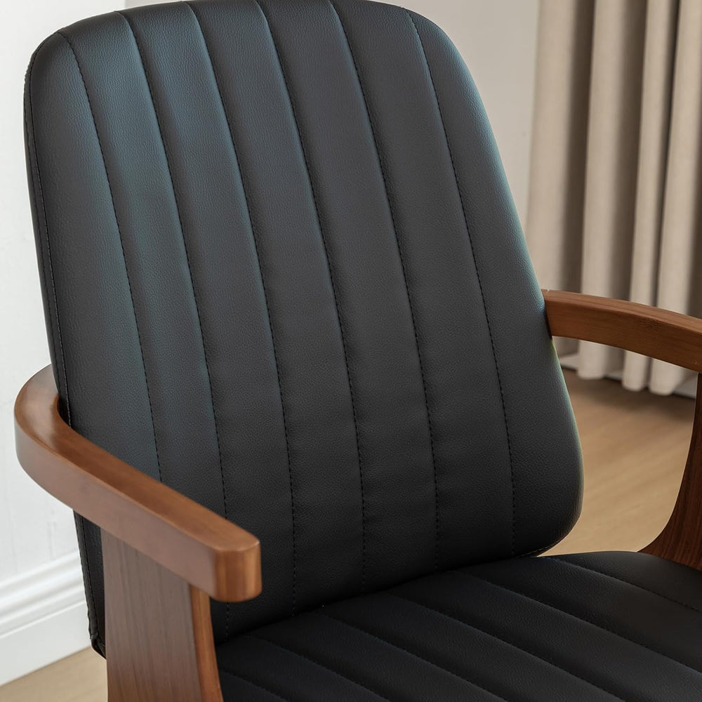 WUPOTO Swivel Dining Chairs, Set of 6 Kitchen Swivel Chairs with Walnut Craft...