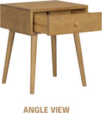 NTC Lux Solid Wood Nightstand, Mid Century Modern Side Table Bedroom, Bedside Furniture, Night Stand, End Table, Easy Assembly - Teak Look