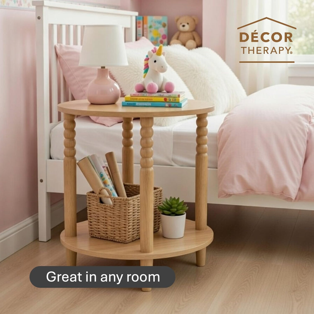 Decor Therapy Stafford Round Side Table, Seadrift Two-Tier Modern End Table w...