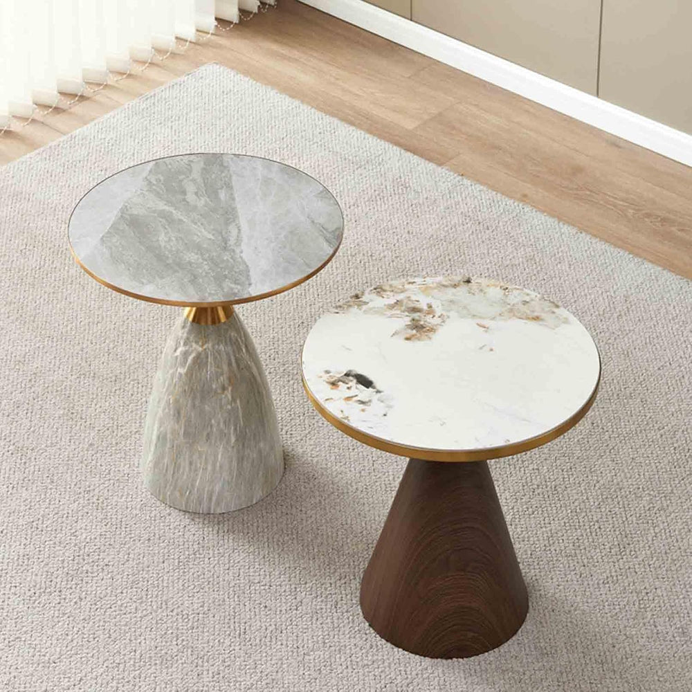 Round Coffee Table Circle Side End Tables for Living Room, Night Stand Tea Ta...