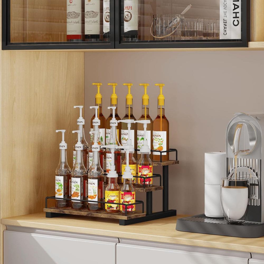 Homode Liquor Bottle Display Shelf, 3 Tier Coffee Syrup Rack Organizer | Wine...