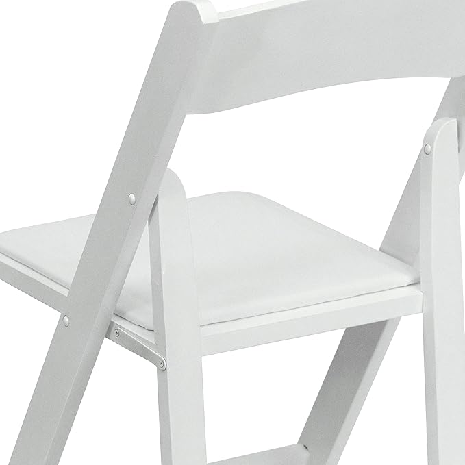 Flash Furniture HERCULES Series White Wood Folding Chair with Vinyl Padded Seat