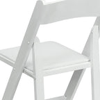 Flash Furniture HERCULES Series White Wood Folding Chair with Vinyl Padded Seat