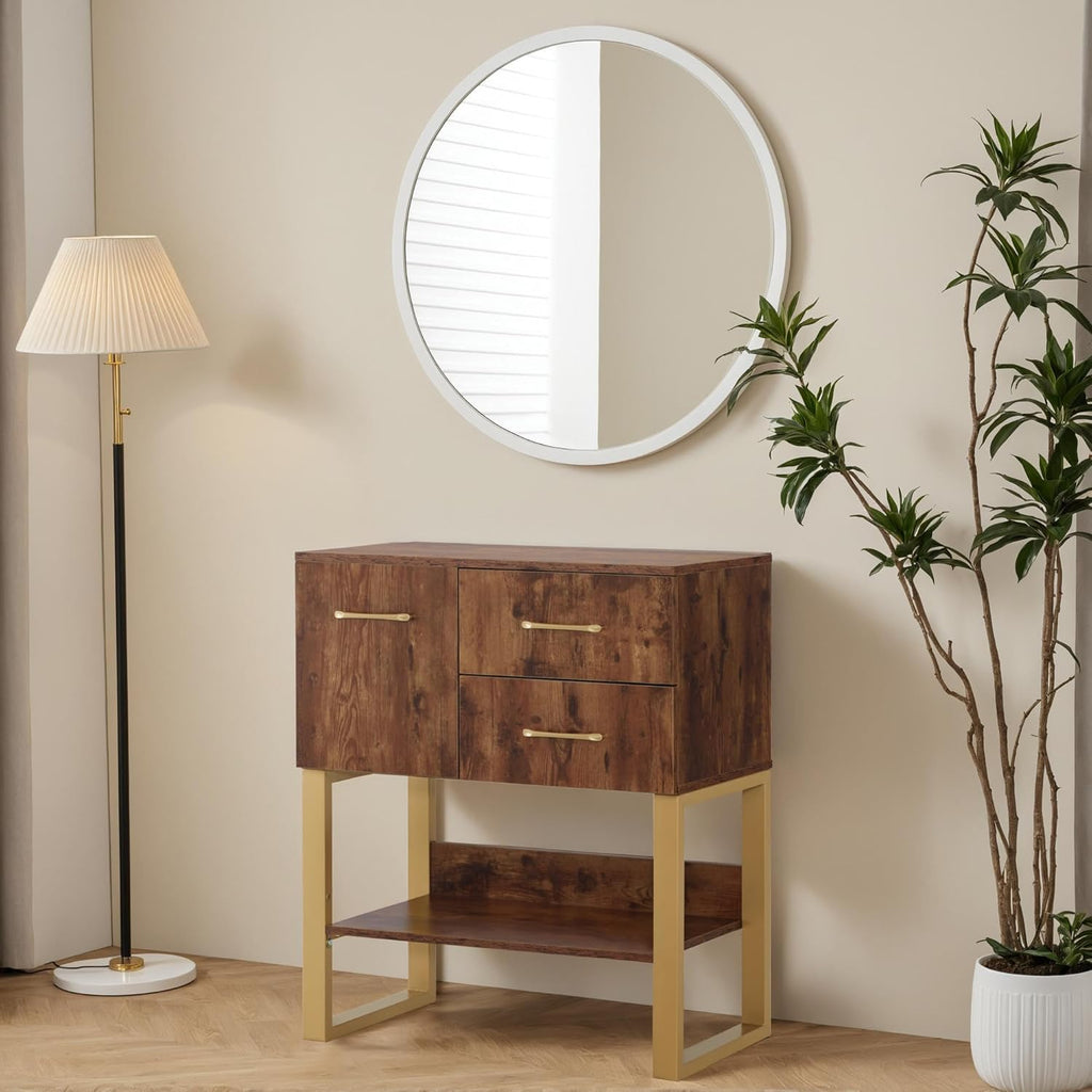 BarberPub Styling Barber Station, Wall Mount Storage Cabinet, Salon Equipment for Hair Stylist, Spa Beauty Makeup Organizer, Bathroom Dresser with Drawers & Shelf 3185 (Rustic Brown)