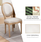 French Country Dining Chairs Set of 8, Cream Kitchen & Dining Room Chairs Set of 8, Ivory Linen Upholstered Dining Chairs,Sillas De Comedor,Wood Legs (Fabric, Beige, 8Pcs)