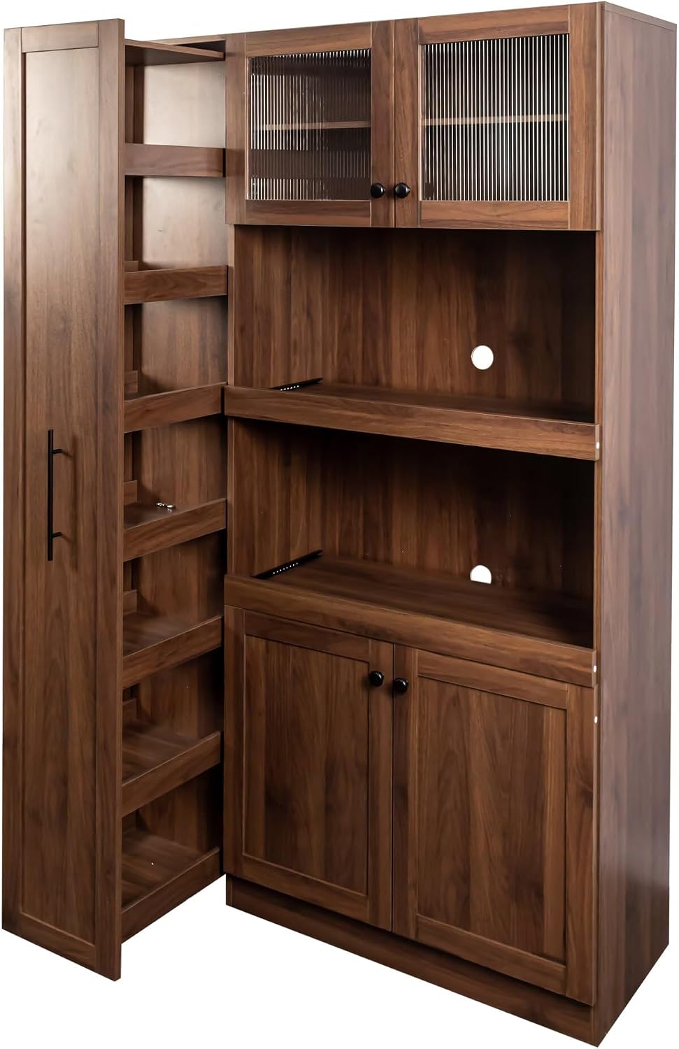JIJIWANG 70.87" Kitchen Pantry Cabinet with Multi-Functional Pull-Out Mu...