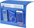 Bedside Storage Organizer - Table Cabinet Organizer Caddy for Remotes, Phone, Glasses (Classic 4 Pockets - Blue)