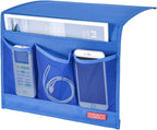 Bedside Storage Organizer - Table Cabinet Organizer Caddy for Remotes, Phone, Glasses (Classic 4 Pockets - Blue)